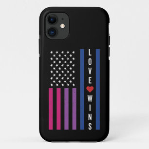 LGBTQ Bisexual Pride Love Wins USA American Flag iPhone 11 Case