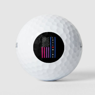 LGBTQ Bisexual Pride Love Wins USA American Flag Golf Balls