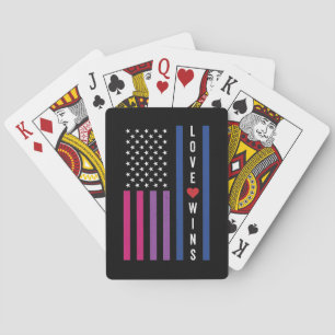 LGBTQ Bisexual Pride Love Wins USA American Flag Poker Cards