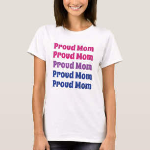 LGBTQ Bisexual Pride Proud Mom Repeating Text T-Shirt