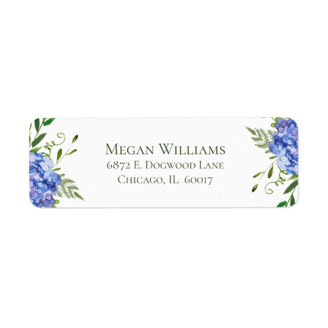 LGBTQ Blue Hydrangeas Floral Return Address Label (Front)