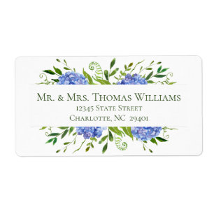 LGBTQ Blue Hydrangeas Floral Wedding Address Label