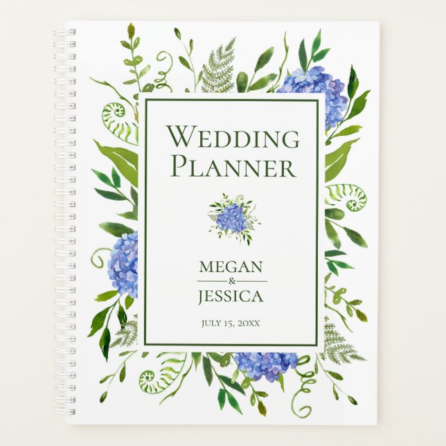 LGBTQ Blue Hydrangeas Floral Wedding Planner (Front)