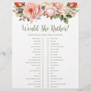 LGBTQ Blush Floral Bridal Shower Games Flyer
