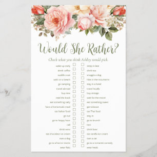 LGBTQ Blush Floral Bridal Shower Games Flyer