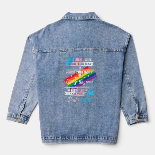 LGBTQ Born This Way Transgender  Denim Jacket