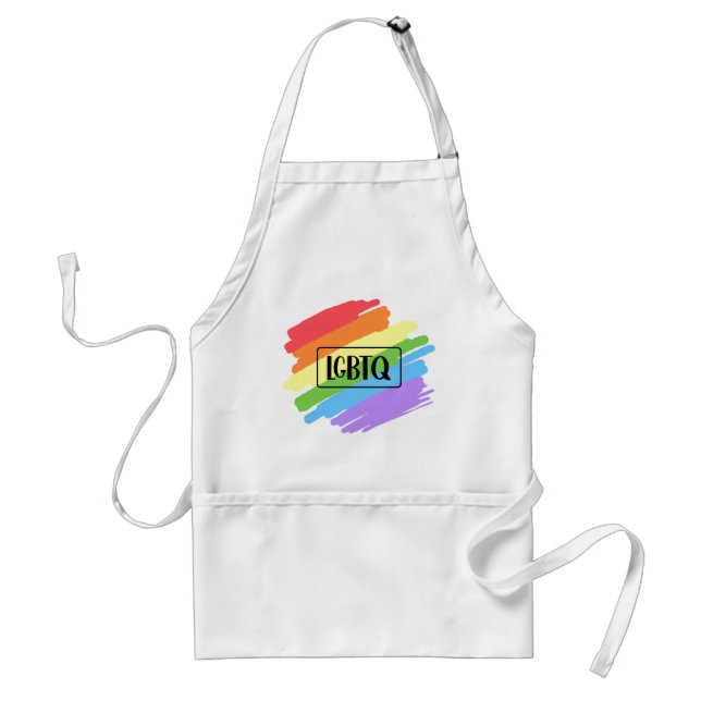 LGBTQ Brushstrokes Rainbow Adult Apron (Front)