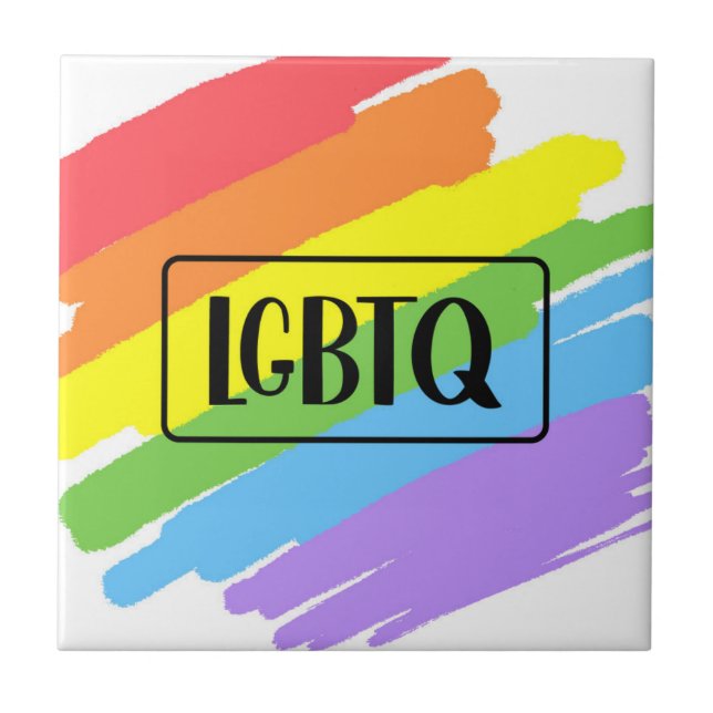 LGBTQ Brushstrokes Rainbow Ceramic Tile (Front)