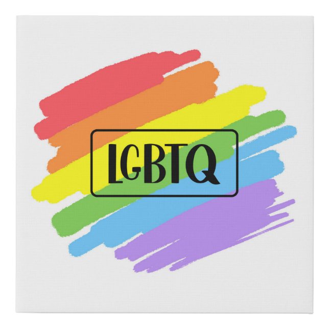 LGBTQ Brushstrokes Rainbow Faux Canvas Print (Front)