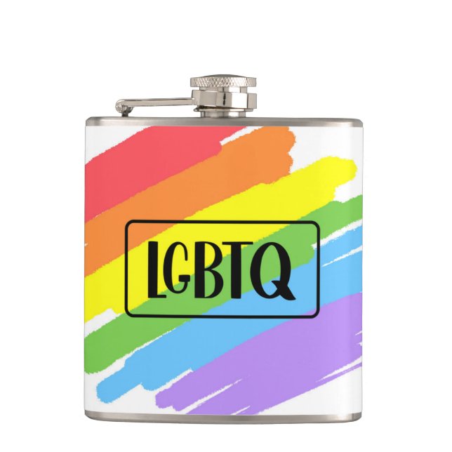 LGBTQ Brushstrokes Rainbow Flask (Front)
