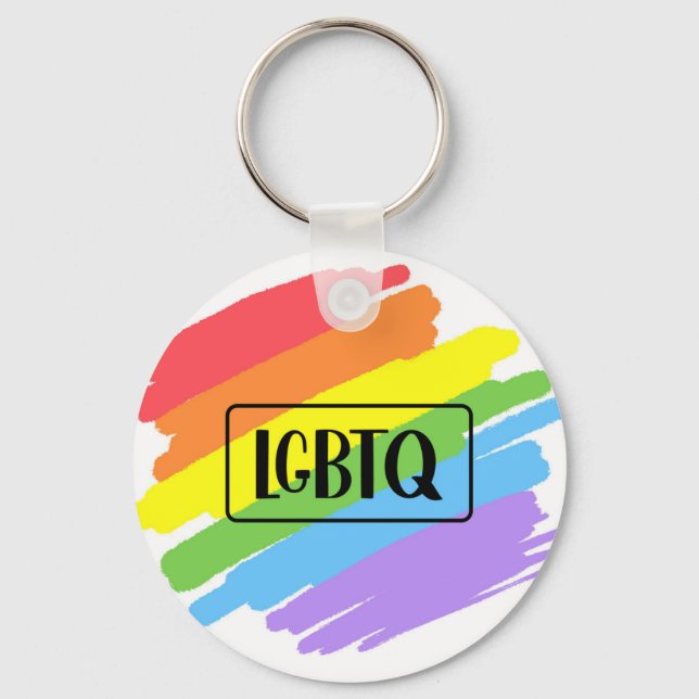 LGBTQ Brushstrokes Rainbow Keychain (Front)