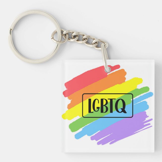 LGBTQ Brushstrokes Rainbow Keychain (Front)