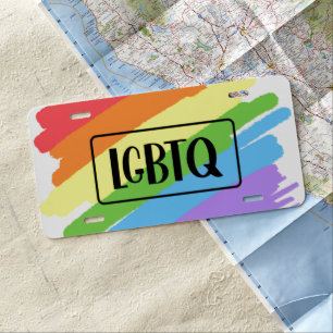 LGBTQ Brushstrokes Rainbow License Plate