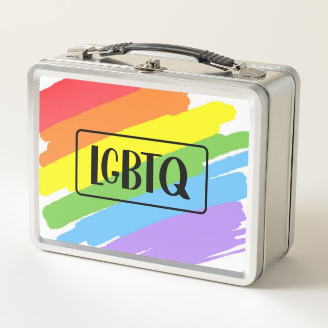 LGBTQ Brushstrokes Rainbow Metal Lunch Box (Front)