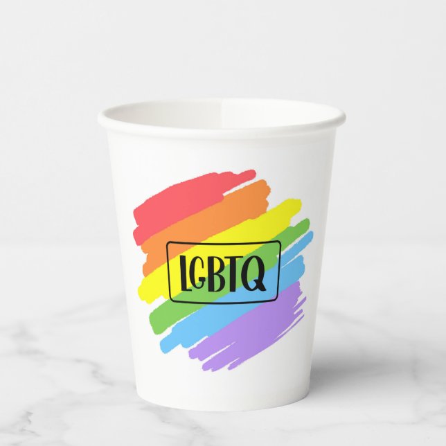 LGBTQ Brushstrokes Rainbow Paper Cups (Left)