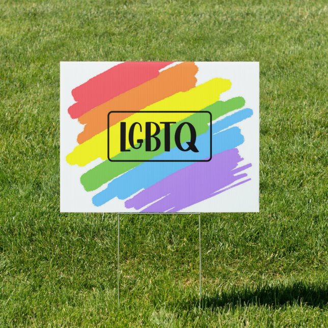 LGBTQ Brushstrokes Rainbow Sign (Insitu)