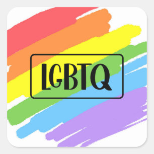 LGBTQ Brushstrokes Rainbow Square Sticker
