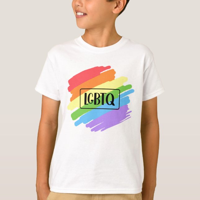 LGBTQ Brushstrokes Rainbow T-Shirt (Front)