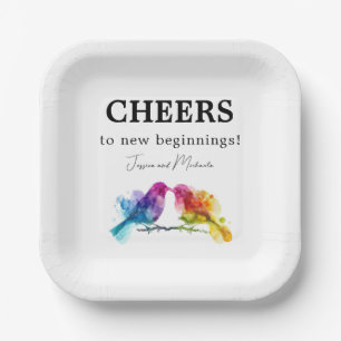 LGBTQ+ CHEERS! Rainbow Lovebirds Paper Plates