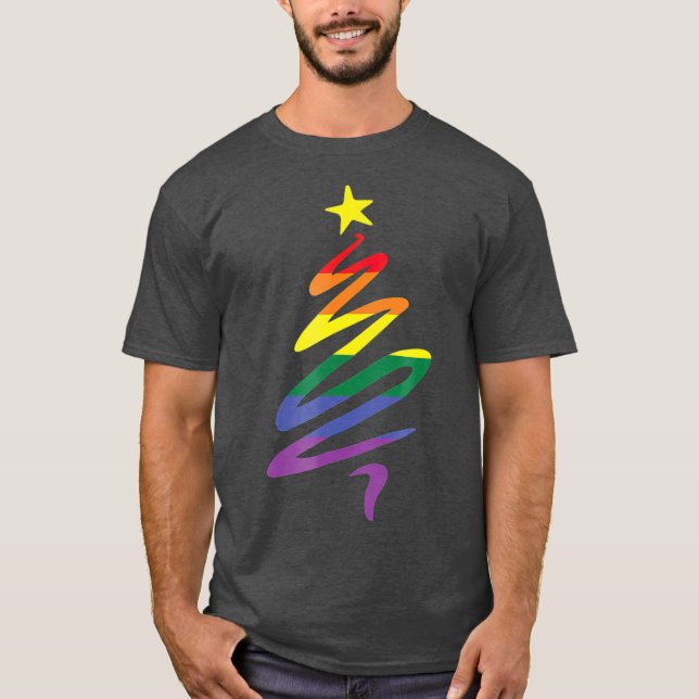LGBTQ Christmas tree flag T-Shirt (Front)