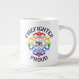 LGBTQ Colored Firefighter Maltese Cross Design Giant Coffee Mug