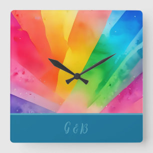 lgbtq colorful rainbow square wall clock