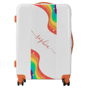 LGBTQ Colorful Sparkly Pride Flag Colors & Name Luggage