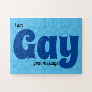 LGBTQ Coming Out Simple Custom Message Blue Jigsaw Puzzle