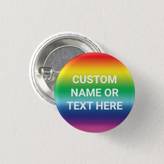 Lgbtq custom text rainbow gradient gay pride flag button (Front & Back)