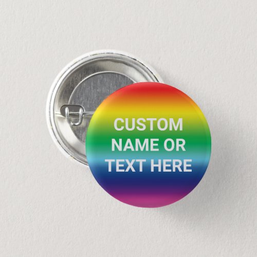 Lgbtq custom text rainbow gradient gay pride flag button