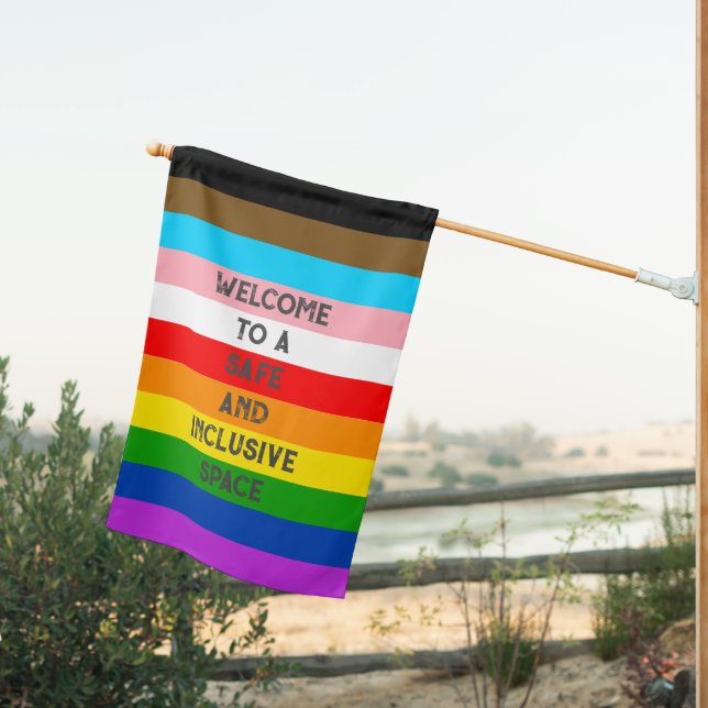 LGBTQ Customisable Progress Pride Flag Rainbow (Insitu (Back))