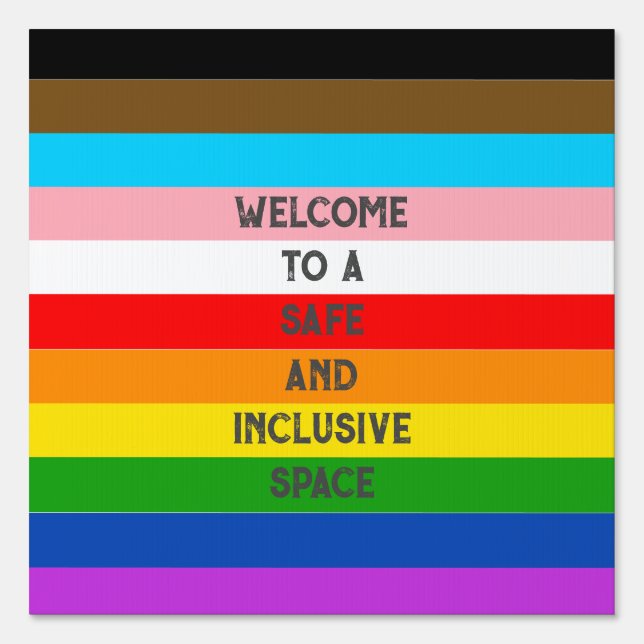 LGBTQ Customisable Progress Pride Flag Rainbow Sign (Front)