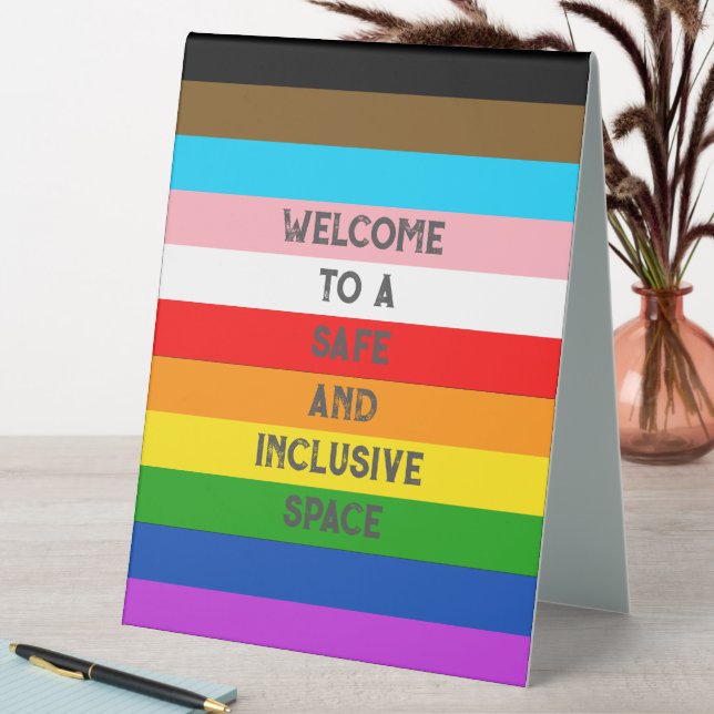 LGBTQ Customisable Progress Pride Flag Rainbow Table Tent (In SItu (Table))