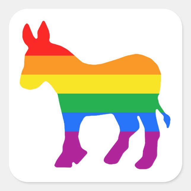 LGBTQ Democrat Pride Square Sticker (Front)