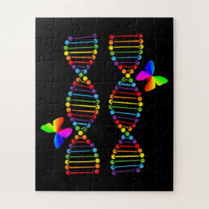 LGBTQ DNA Rainbow Flag Butterfly Gay Pride Month Jigsaw Puzzle