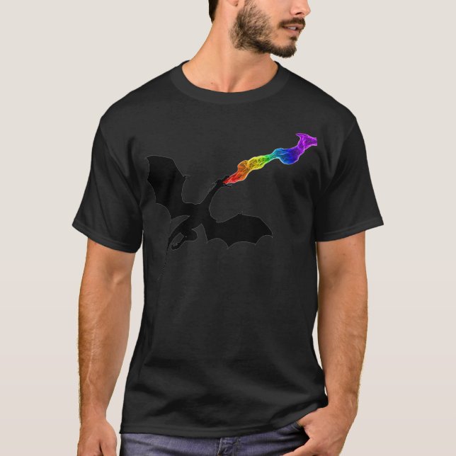 LGBTQ Dragon With Rainbow Fire Pride Premium  T-Shirt (Front)