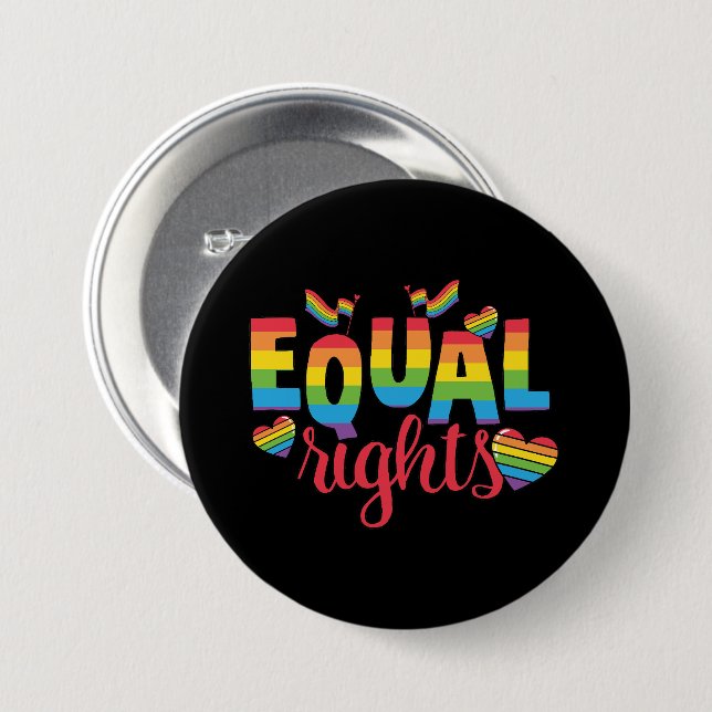 LGBTQ - Equal Rights - Rainbow Colors Button (Front & Back)