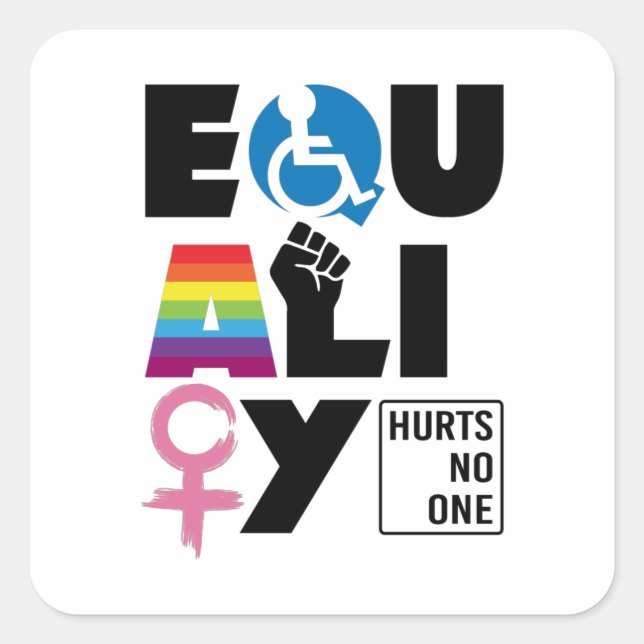 LGBTQ Equality Hurts No One Square Sticker (Front)