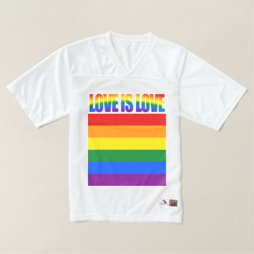 LGBTQ Equality Love LGBT Rainbow Flag Gay Pride Mens Football Jersey