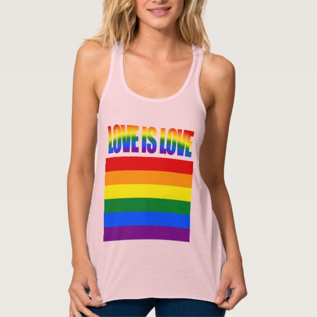 LGBTQ Equality Love LGBT Rainbow Flag Gay Pride Tank Top (Front)