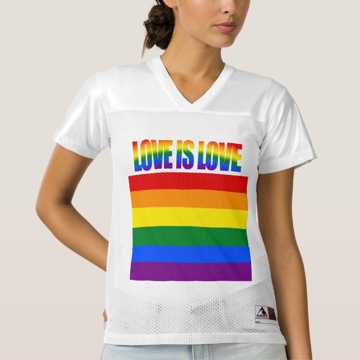 LGBTQ Equality Love LGBT Rainbow Flag Gay Pride Women's Football Jersey