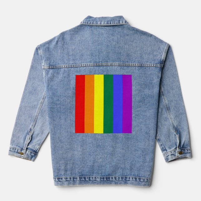LGBTQ+ EQUALITY RAINBOW FLAG  DENIM JACKET (Back)
