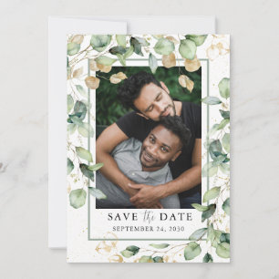 LGBTQ Eucalyptus Gold Photo Save The Date