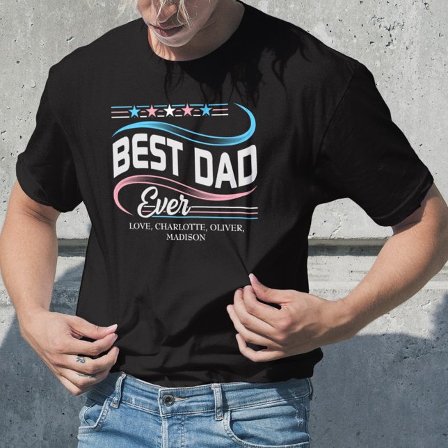 LGBTQ Father's Day, Best Dad Ever, Trans Flag T-Shirt (Creator Uploaded)