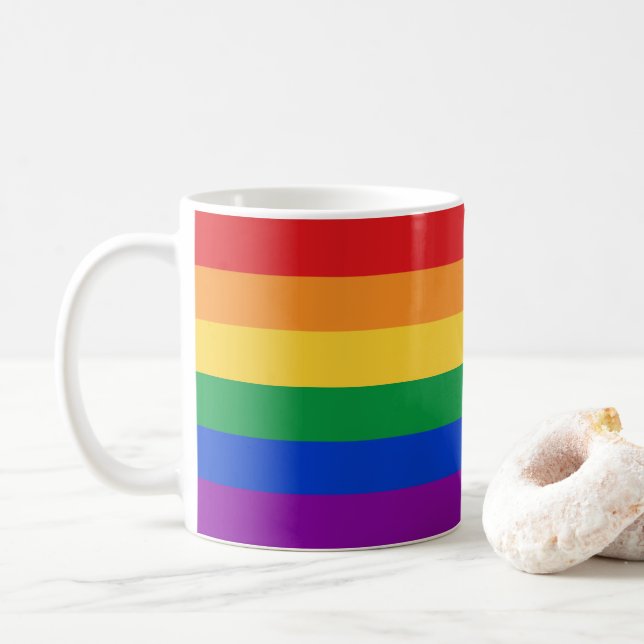 LGBTQ Flag Colors Coffee Mug (With Donut)
