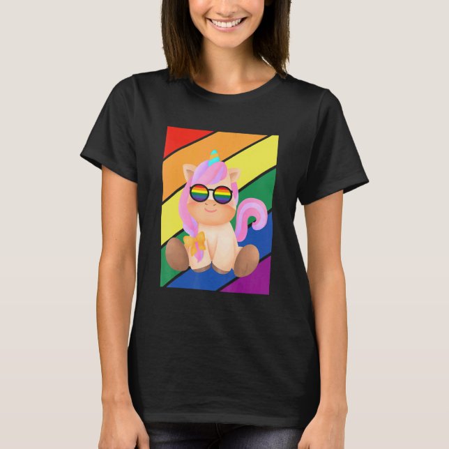 LGBTQ Flag Gay Pride Month Rainbow Cute Unicorn LG T-Shirt (Front)