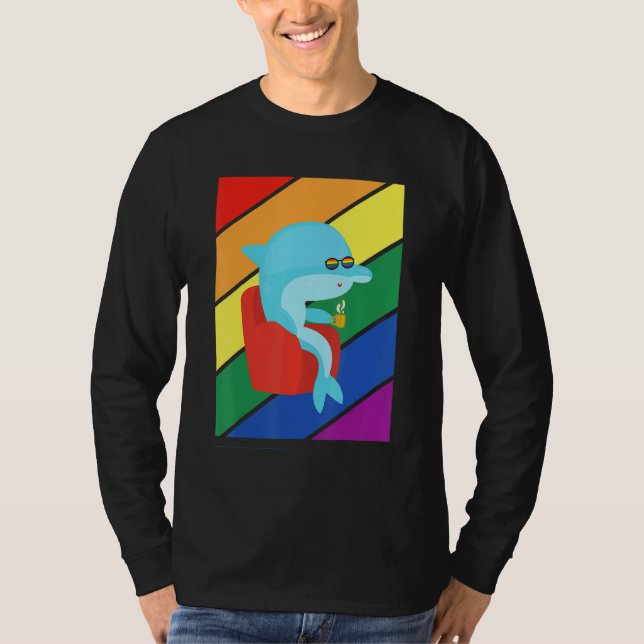 Lgbtq Flag Gay Pride Month Rainbow Dolphin Lgbt Gl T-Shirt (Front)