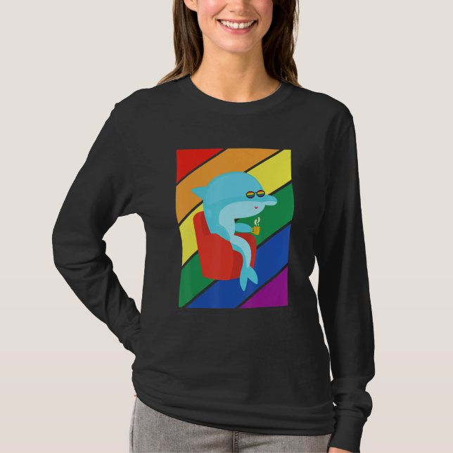 Lgbtq Flag Gay Pride Month Rainbow Dolphin Lgbt Gl T-Shirt (Front)