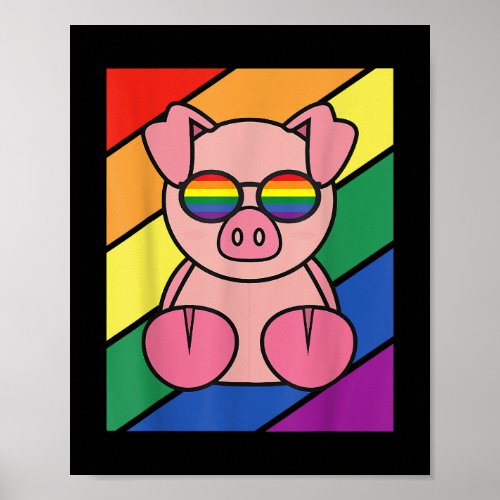 LGBTQ Flag Gay Pride Month Rainbow Pig With LGBT G Poster