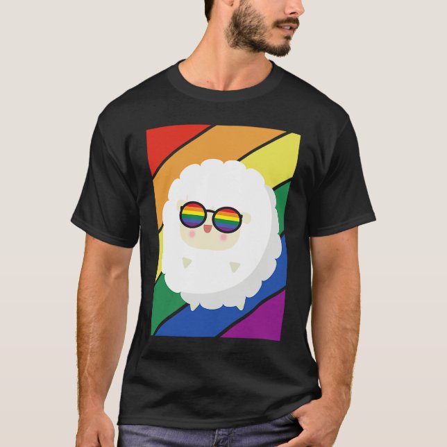 LGBTQ Flag Gay Pride Month Rainbow Sheep With LGBT T-Shirt (Front)